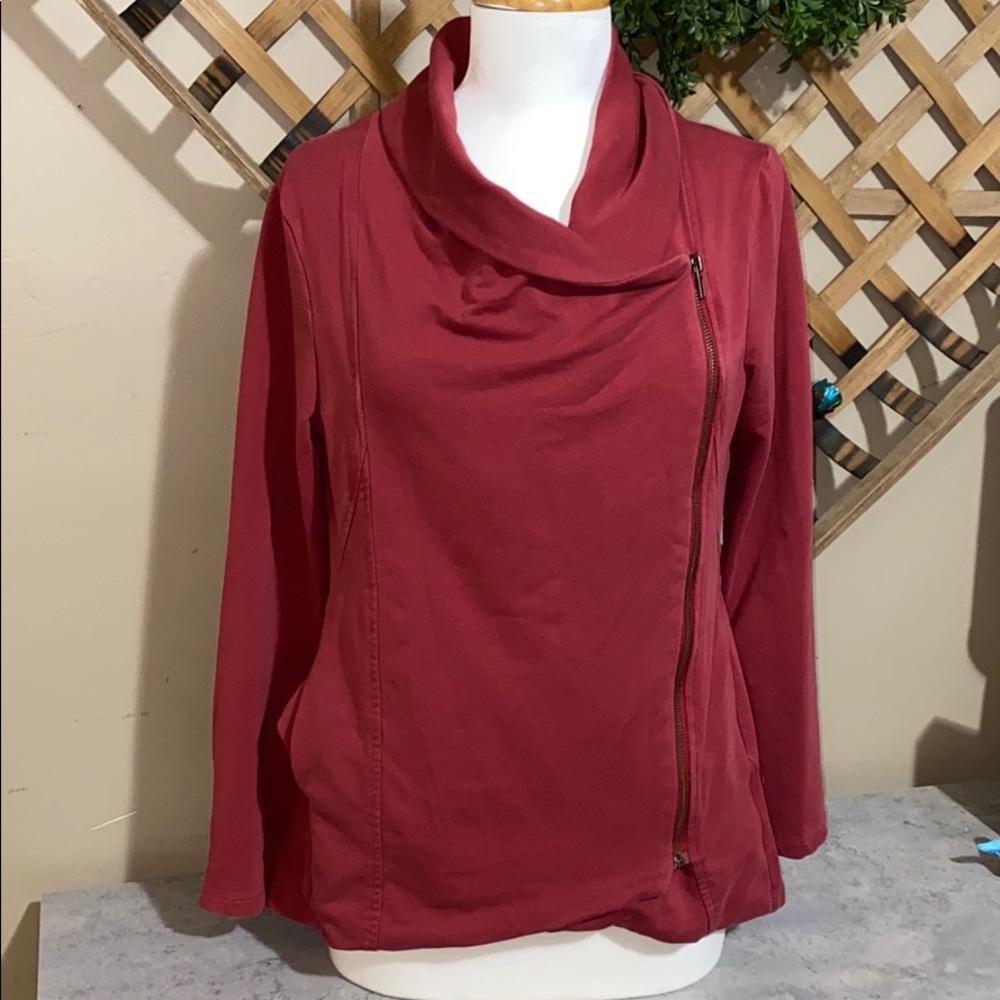 My Beloved…Asymmetric Zip up Moto Red Jacket Lge